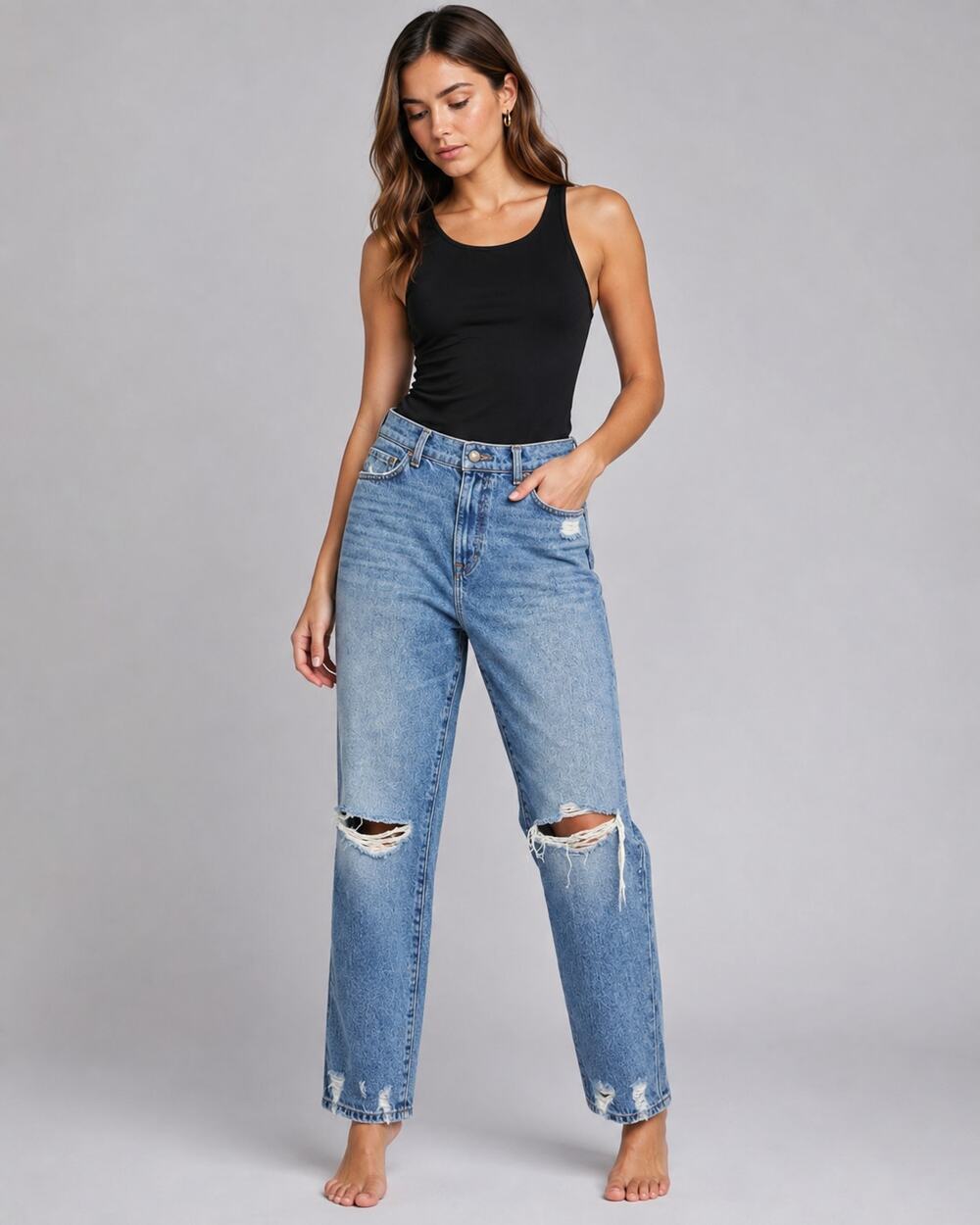 Current/Elliott The Boyfriend Distressed Jeans Medium Wash Size 26